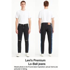 Levi's Premium Lo-Ball Black Denim Logo Stripe Jeans Men’s Size W32 L
